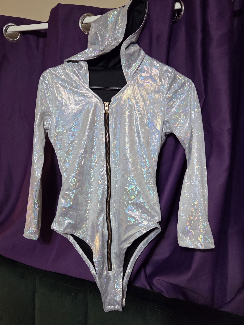 Holographic Silver Women's Bodysuit - Rave & Festival Wear